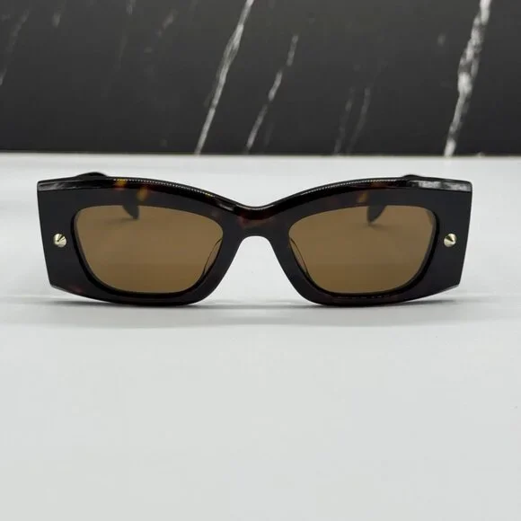 NEW AM0426S 002 ALEXANDER MCQUEEN HAVANA SQUARE UNISEX SUNGLASSES